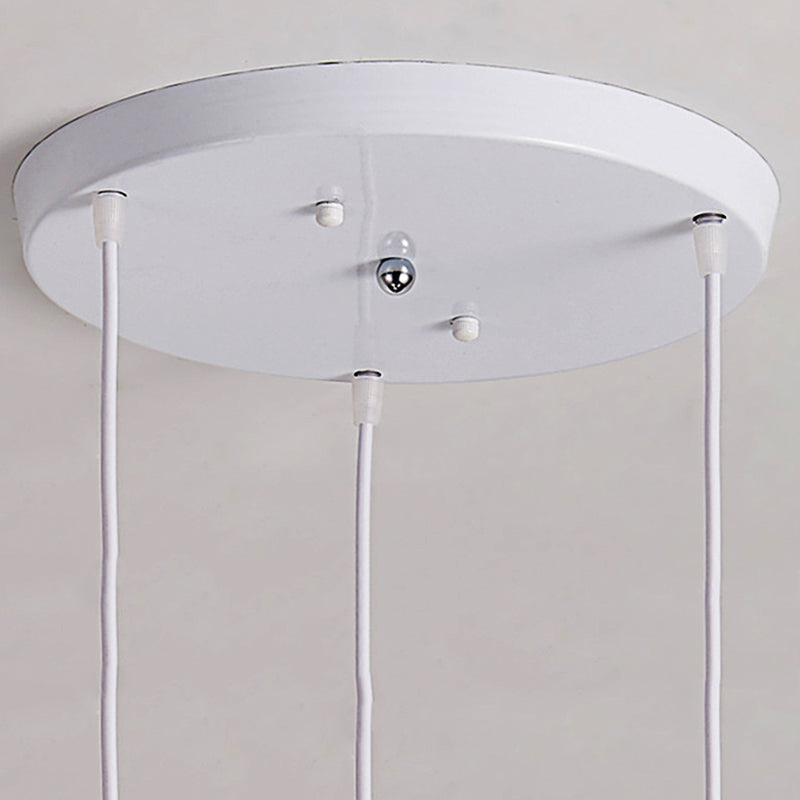 3 Lights Metal Pendant Lighting Modern Style White Geometric Indoor Hanging Ceiling Light, Linear/Round Canopy