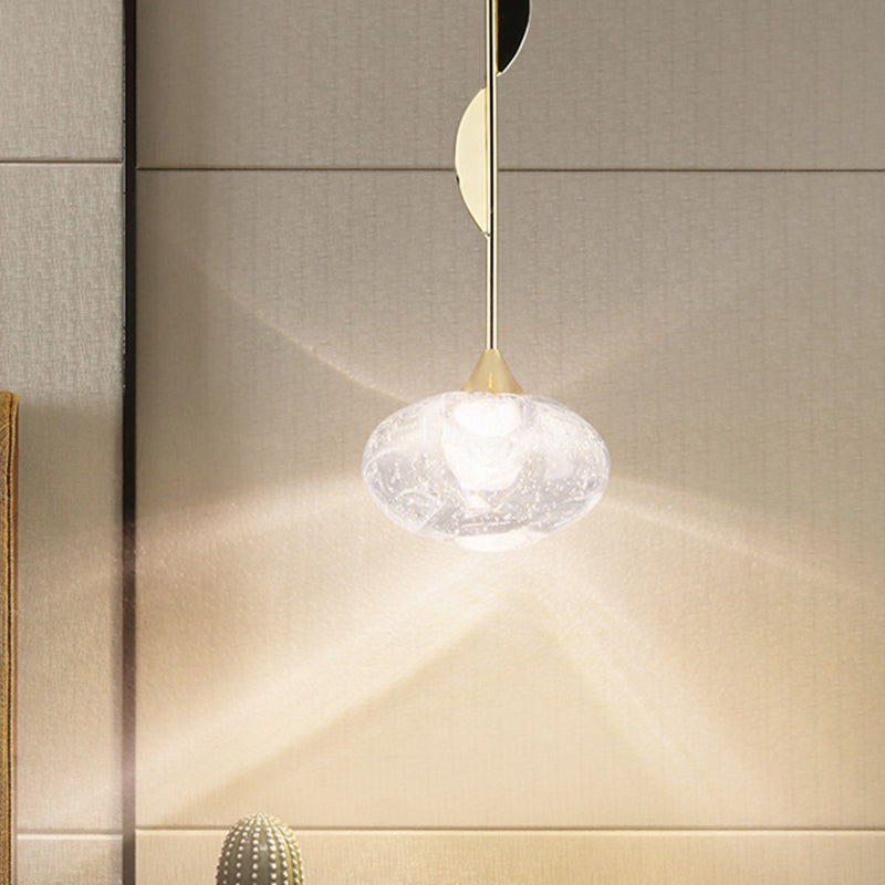 Palla trasparente mini ciondolo luce contemporanea cristallo 1 camera da letto giù per l'illuminazione a metà round