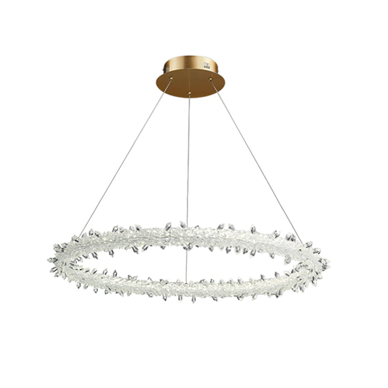 Ring Parlon Suspensie Lamp Modern Clear Crystal Spears Goud LED Kroonluchter Licht armatuur, 16 "/19,5" breed