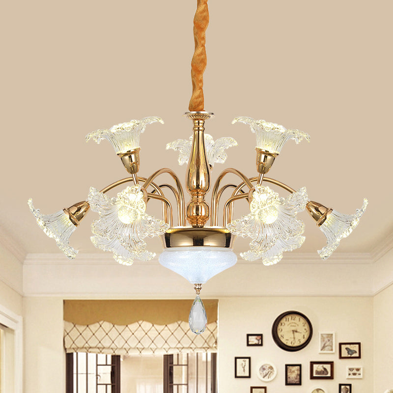 Goud 7/10 lampen plafondlicht modern helder kristal bloemen tint scrolls hangende kroonluchter