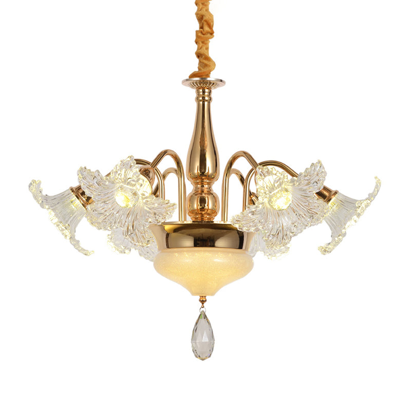 Goud 7/10 lampen plafondlicht modern helder kristal bloemen tint scrolls hangende kroonluchter