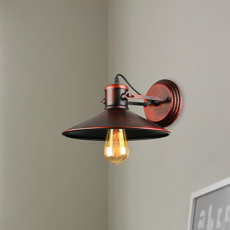 Metallic Saucer Sconce Wall Lighting Antique Style 1 Bulb Corridor Wall Sconce Lamp in Black/Rust