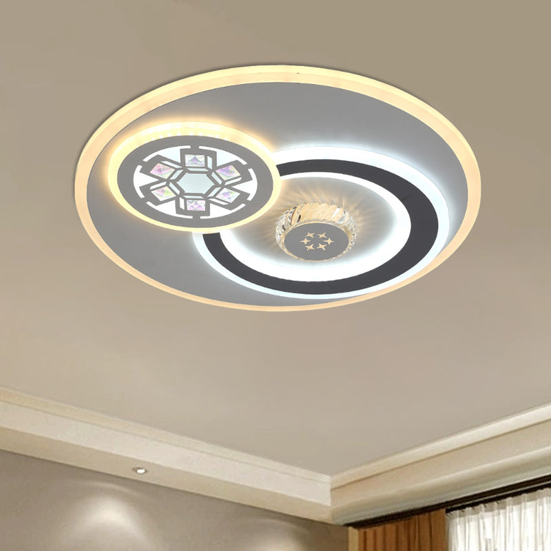 Lampada da soffitto a LED rotonda da incasso Lampada da soffitto moderna in blocchi di cristallo trasparente bianco con stella quadrata/a sei punte/motivo floreale