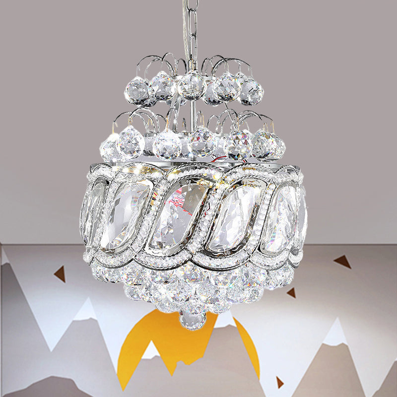 Clear Crystal Orbs Cascade Suspensie Hanger Contemporary 3 Bulbs Gang kroonluchter verlichting in zilver met druppel/bladontwerp