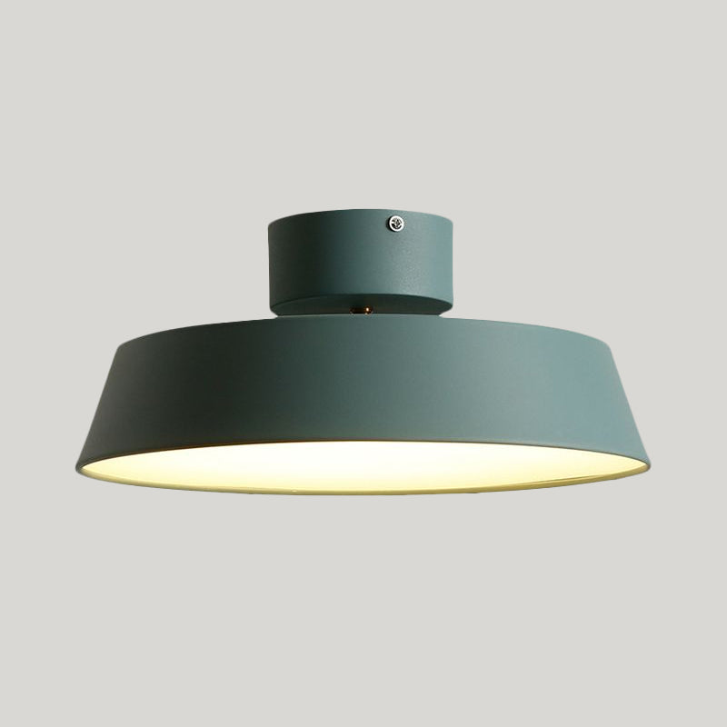 Contemporary Barn Semi Mount Lighting 1 Light Metal Rotatable Ceiling Light Fixture with Acrylic Diffuser in White/Green