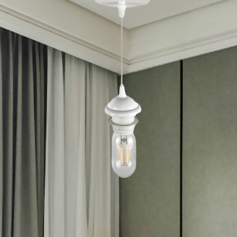 1 Kopf Mini -Anhängerbeleuchtung mit bloßen Glühbirnen Industrial Retro Schwarz/Weiß -Metallic Deckenhänge -Lampe