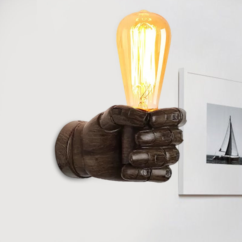 Schwarz/Weiß Bare Lampenleuchte Licht mit Handform Basis Vintage Stil Holz 1 Leichte Restaurant Wandlampe