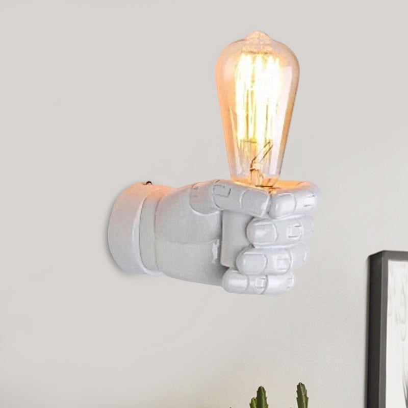 Schwarz/Weiß Bare Lampenleuchte Licht mit Handform Basis Vintage Stil Holz 1 Leichte Restaurant Wandlampe