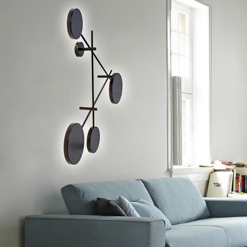 Ronde wandlicht Minimalistisch acryl LED 4 Lichten Zwarte wandonderzoek in warm/wit licht