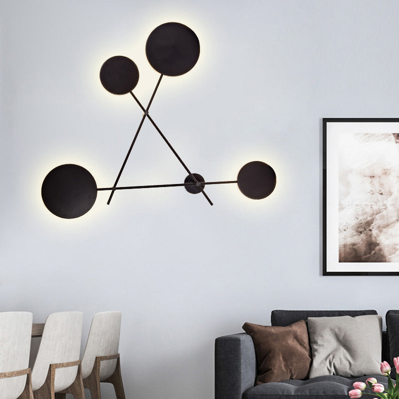 Ronde wandlicht Minimalistisch acryl LED 4 Lichten Zwarte wandonderzoek in warm/wit licht
