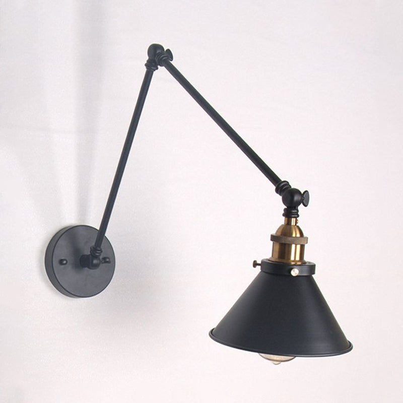1 leichte verstellbare Wandlampe mit Kegelschatten Metall Retro -Indoor -Wandleuchten in Schwarz/Weiß