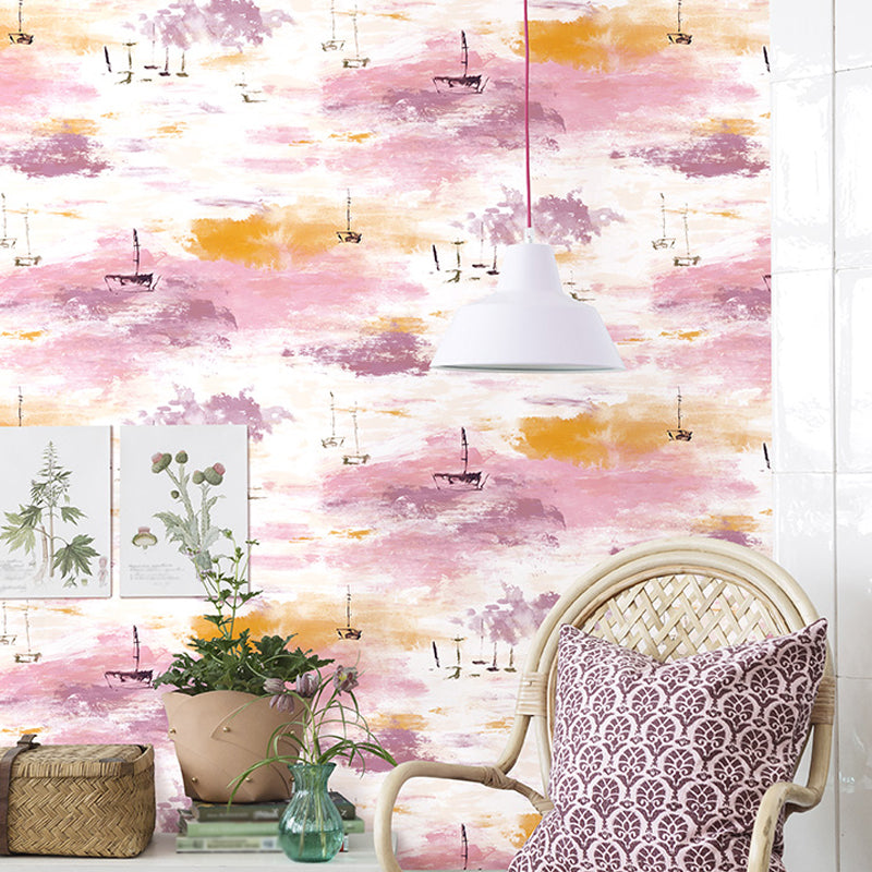 Carta da parati astratta con paesaggio ad acquerello Decorazione moderna da parete in tessuto non tessuto per la casa