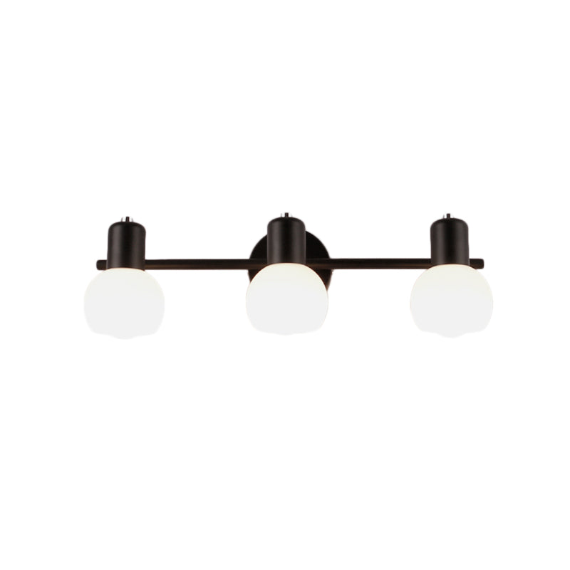 3-Bulb Wall Sconce Lighting with Bubble Shade Opal Glass Modern Bathroom Light Fixture in Black/White