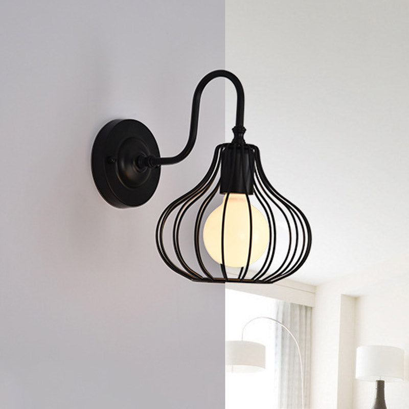 1 leichte Zwiebel Wandleuchte Licht Loft Style Schwarz/Weiß Metallic Mini Wandbeleuchtung mit Schwanenhalsarm für Schlafzimmer