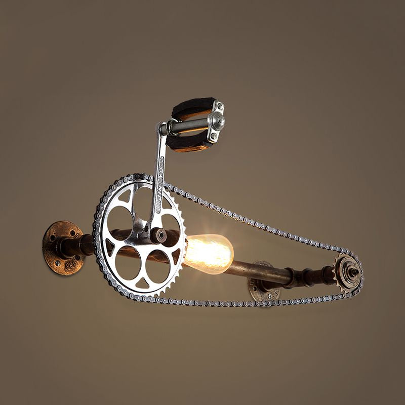 Amplia de la pared de bombilla industrial con diseño de bicicletas 1 luz de montaje en pared de metal claro en bronce para casa de campo