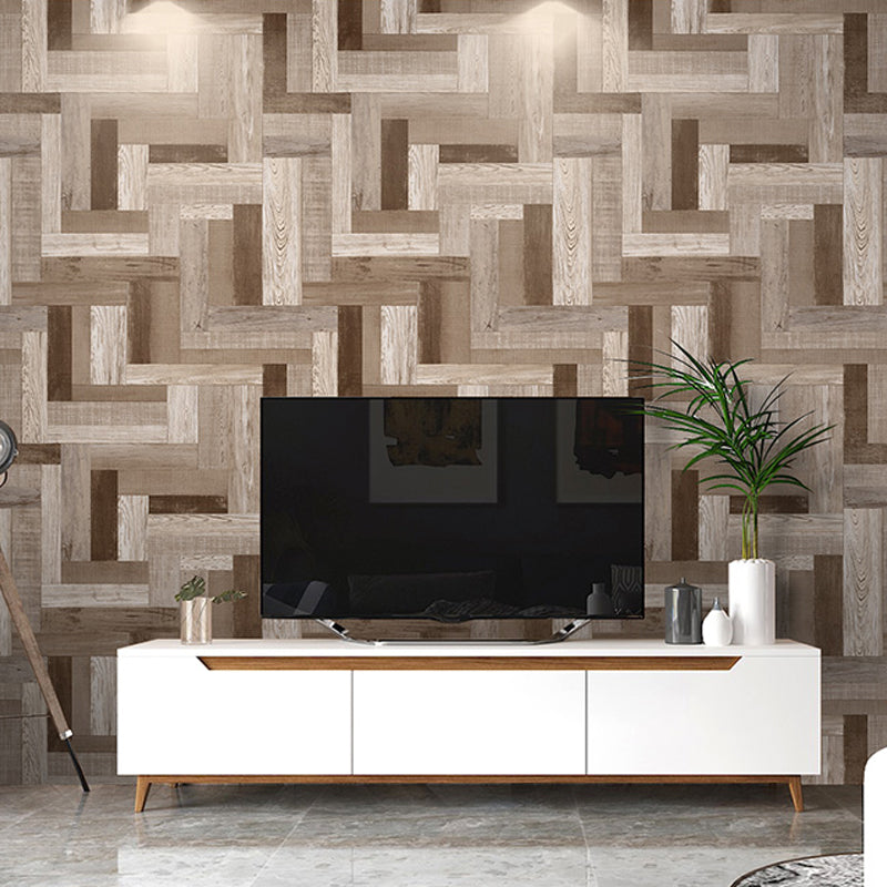 Enchanting Wood Wallpaper for Living Room Geometrical Wall Art in Multi Color, 33' x 20.5"