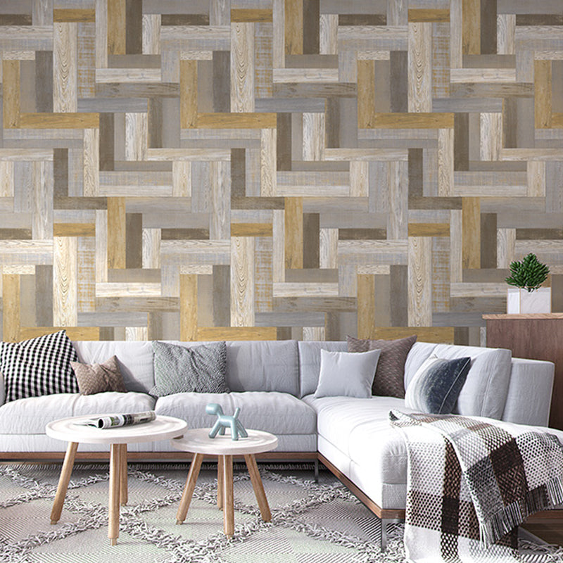 Enchanting Wood Wallpaper for Living Room Geometrical Wall Art in Multi Color, 33' x 20.5"