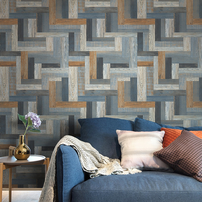 Enchanting Wood Wallpaper for Living Room Geometrical Wall Art in Multi Color, 33' x 20.5"