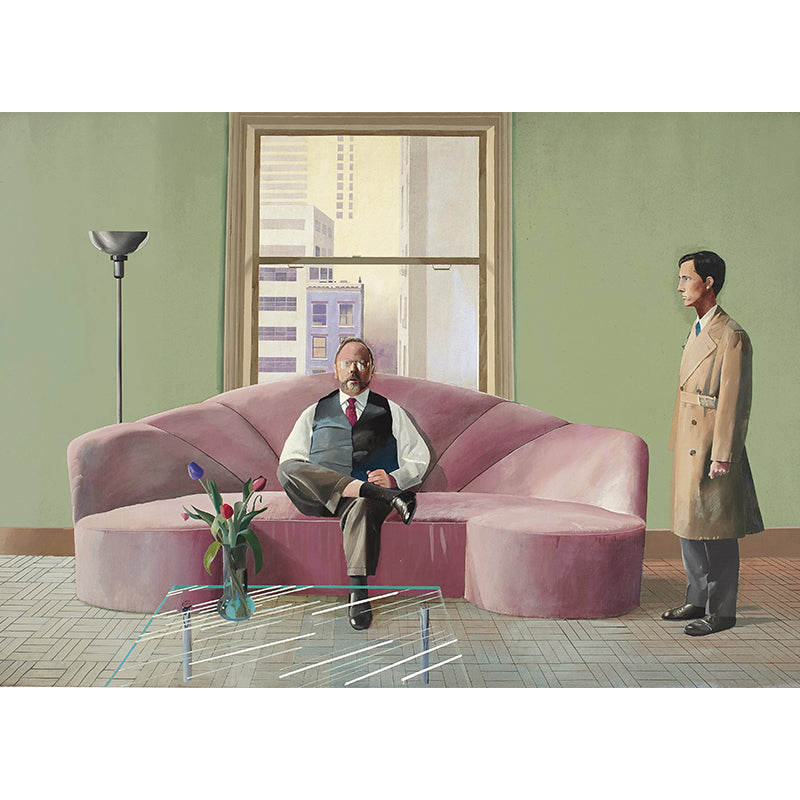 Modern Art Men Painting Murals for Living Room Custom Wall Decor in Purple-Green