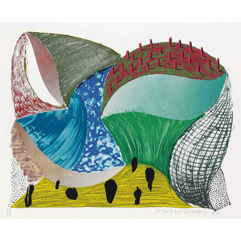Illustration Abstract Painting Mural Blue-Yellow-Green Non-Woven Wall Art, Stain Proof, Custom Made