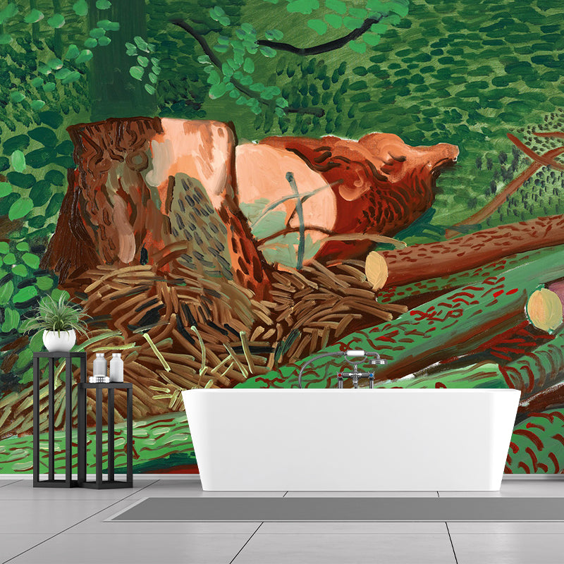 Whole Logged Wood Wallpaper Murals Stain-Resistant Artistic Bedroom Wall Covering