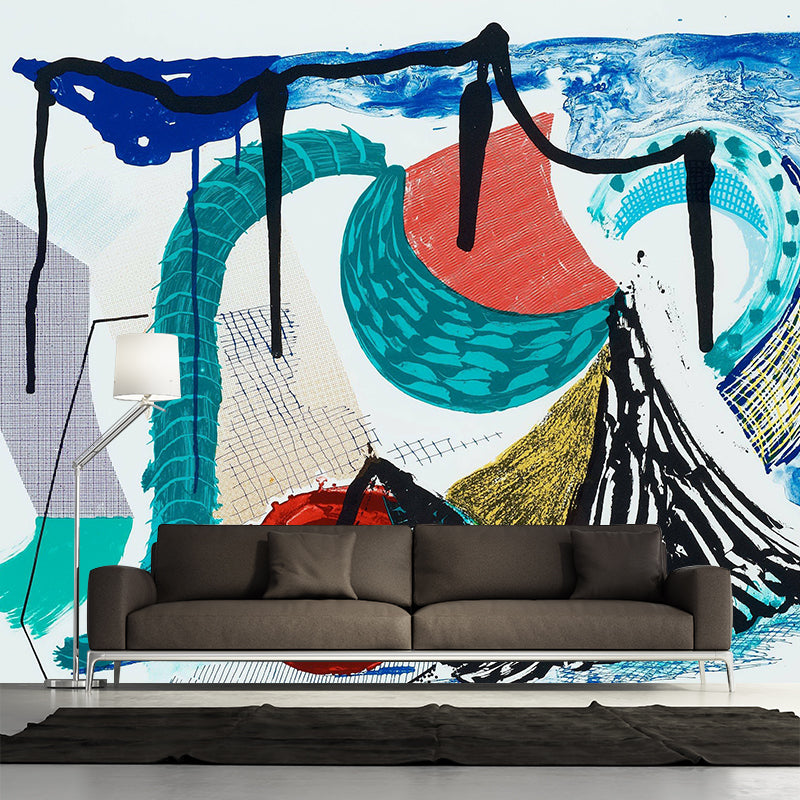 Catherines Walk Mural Wallpaper Red-Blue-Green Contemporary Wall Art for Bedroom