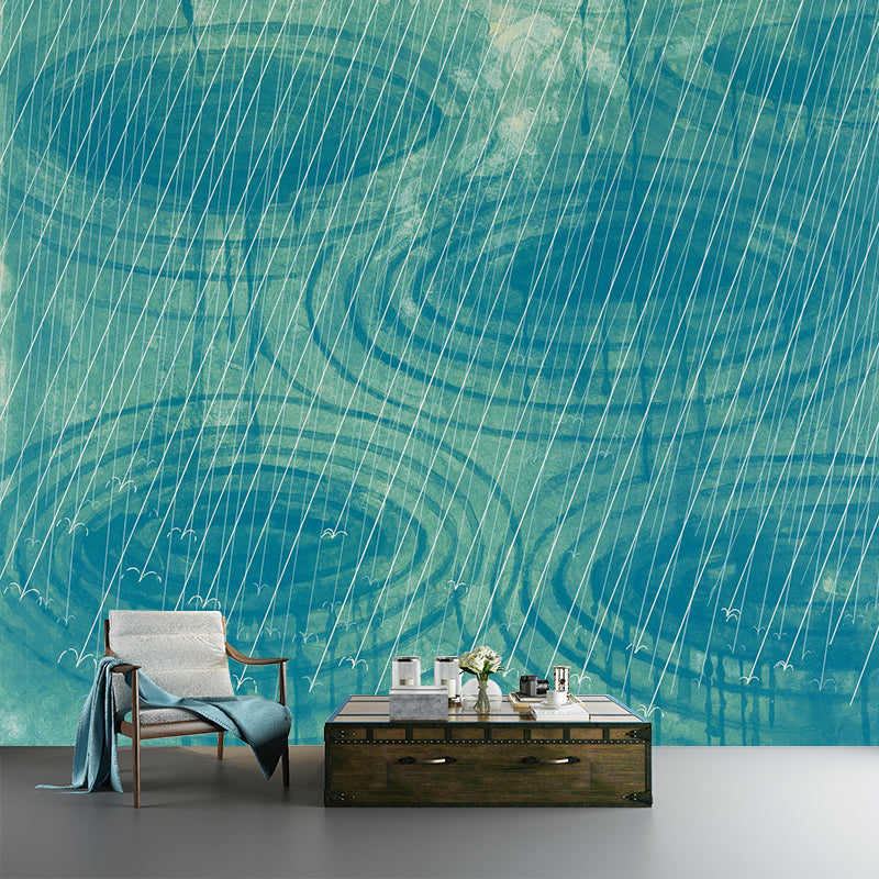 Aesthetics Ripples Mural Wallpaper Non-Woven Waterproofing Yellow-Blue Wall Art for Bedroom