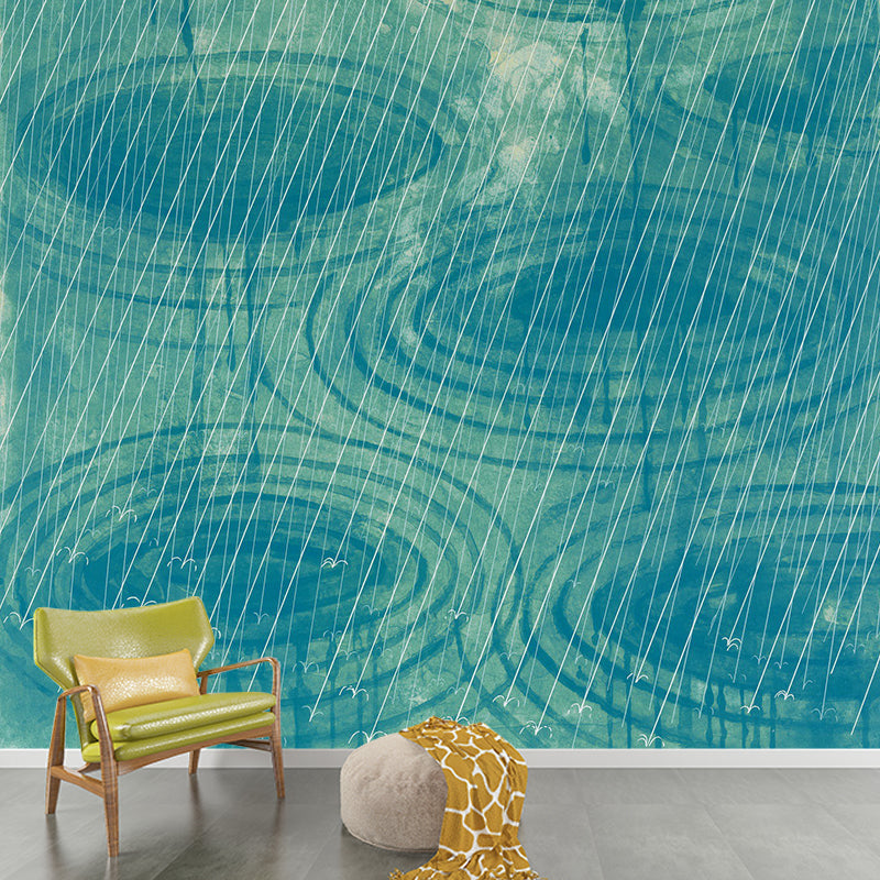 Aesthetics Ripples Mural Wallpaper Non-Woven Waterproofing Yellow-Blue Wall Art for Bedroom