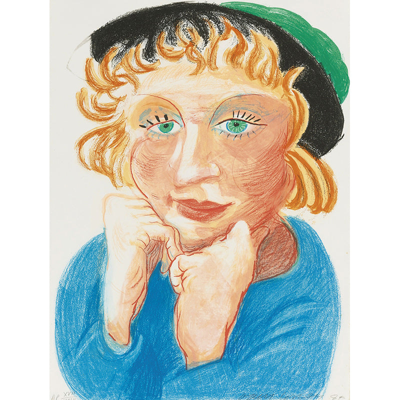 Woman Wearing Green Hat Murals Artistry Waterproof Bedroom Wall Decor, Optional Size