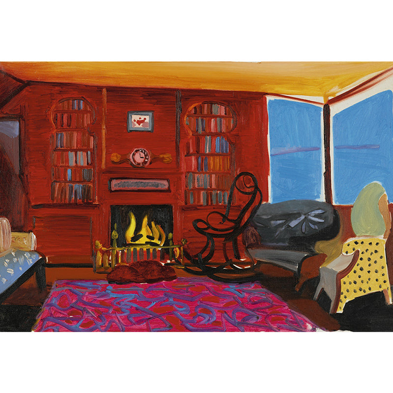 Attractive Fireplace Painting Murals for Home, Red-Yellow-Blue, Custom Size Available