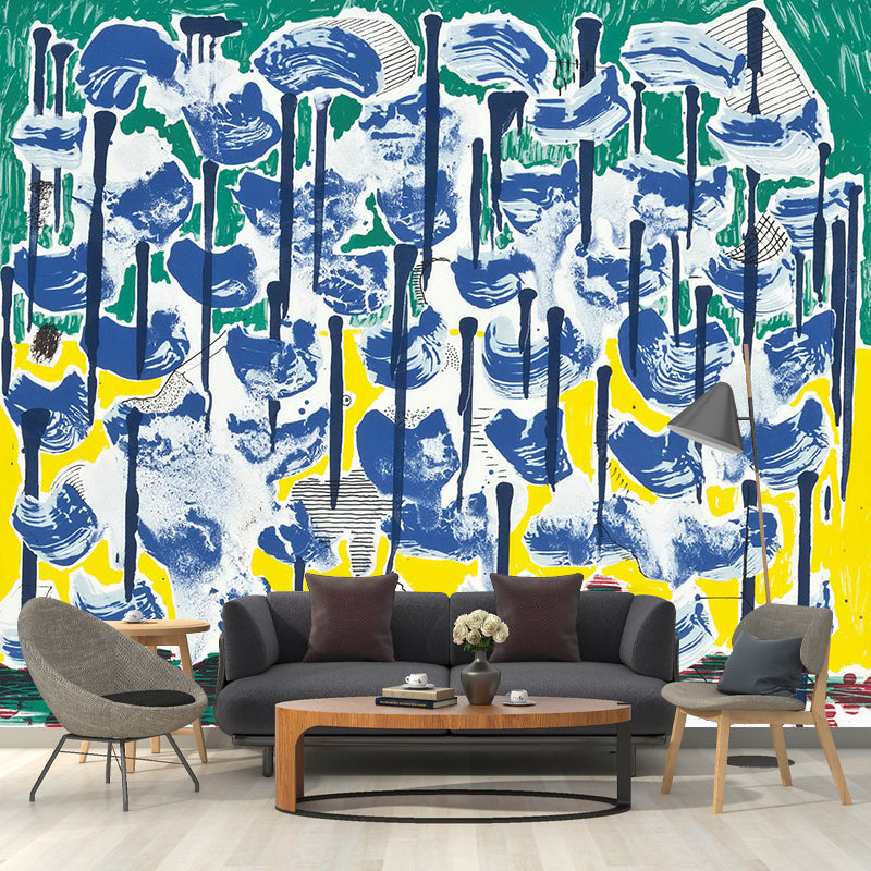 Slow Forest Wall Paper Murals Blue-Yellow-Green Wall Decoration for Home Gallery