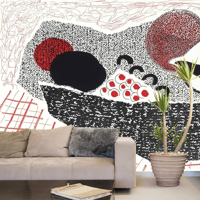 Black-Red Sacks Mural Decal Moisture Resistant Artistic Bedroom Wall Covering, Custom Size