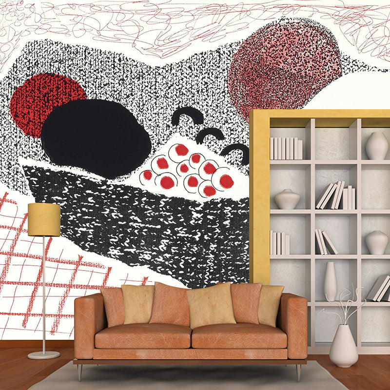 Black-Red Sacks Mural Decal Moisture Resistant Artistic Bedroom Wall Covering, Custom Size