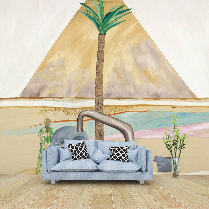 Full Size Aesthetics Wall Murals Brown Great Pyramid at Giza with Broken Head Painting Wall Art, Custom Print