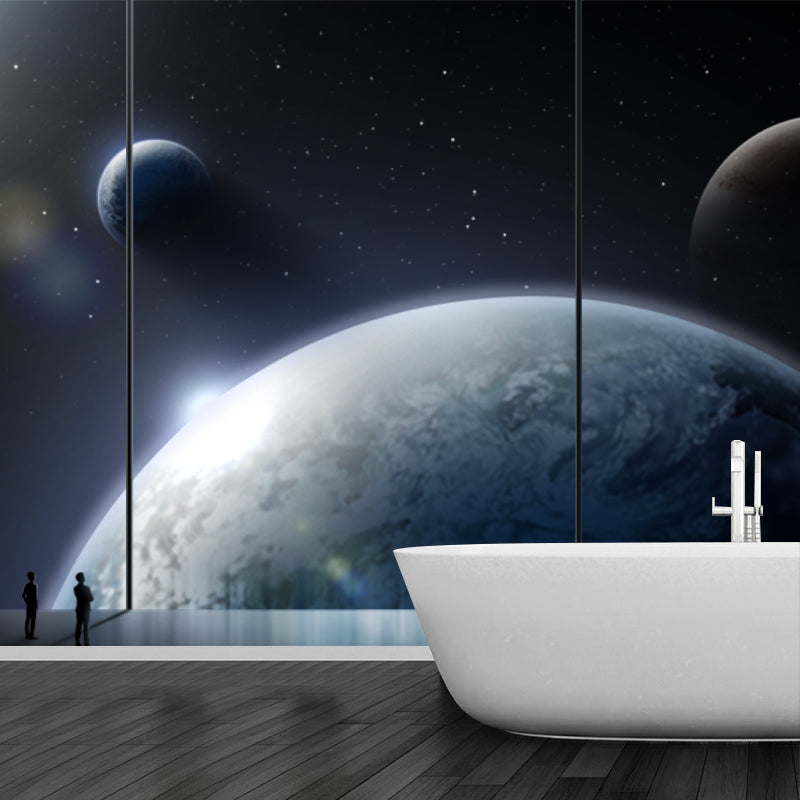 Planet Mural Wallpaper Science Fiction Stain Resistant Living Room Wall Decor, Made to Measure