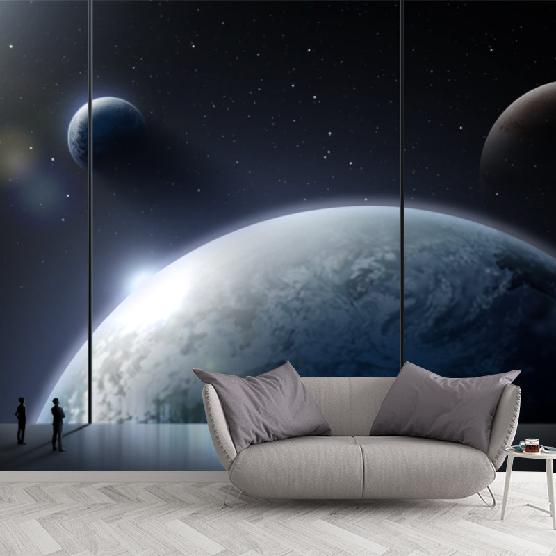 Planet Mural Wallpaper Science Fiction Stain Resistant Living Room Wall Decor, Made to Measure
