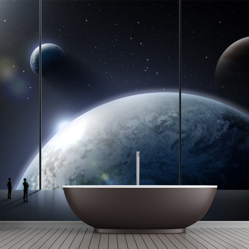 Planet Mural Wallpaper Science Fiction Stain Resistant Living Room Wall Decor, Made to Measure
