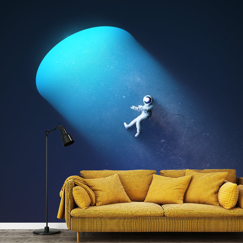 Sci-Fi Night Space Astronaut Mural Decal Blue Waterproofing Wall Covering for Home