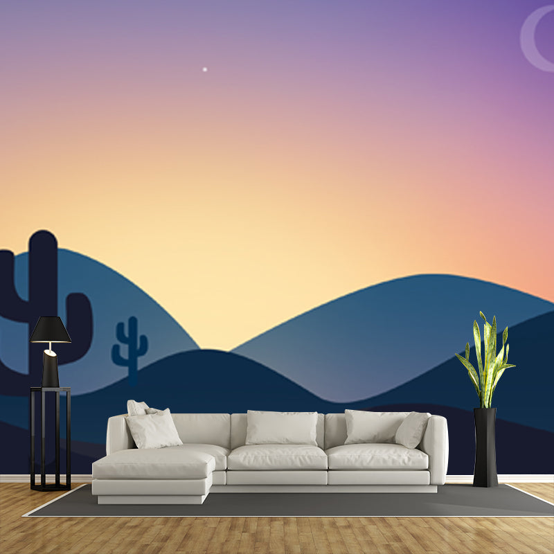 Waterproof Aurora Mountain Wall Mural Scandinavian Non-Woven Wall Art, Custom Size