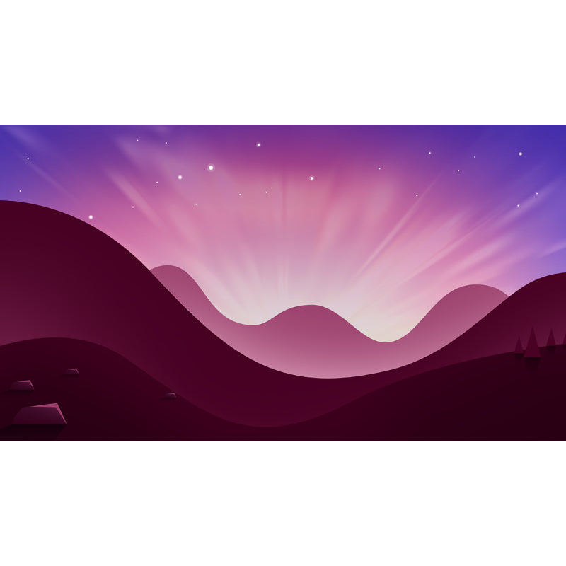 Light Beam from Mountain Mural in Purple-Pink Contemporary Wall Decor for Living Room