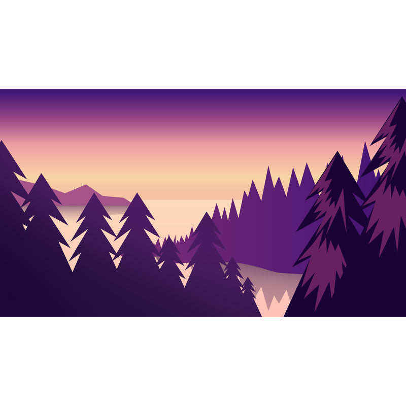 Mysterious Pipe Forest Wall Mural for Bedroom, Purple, Customized Size Available