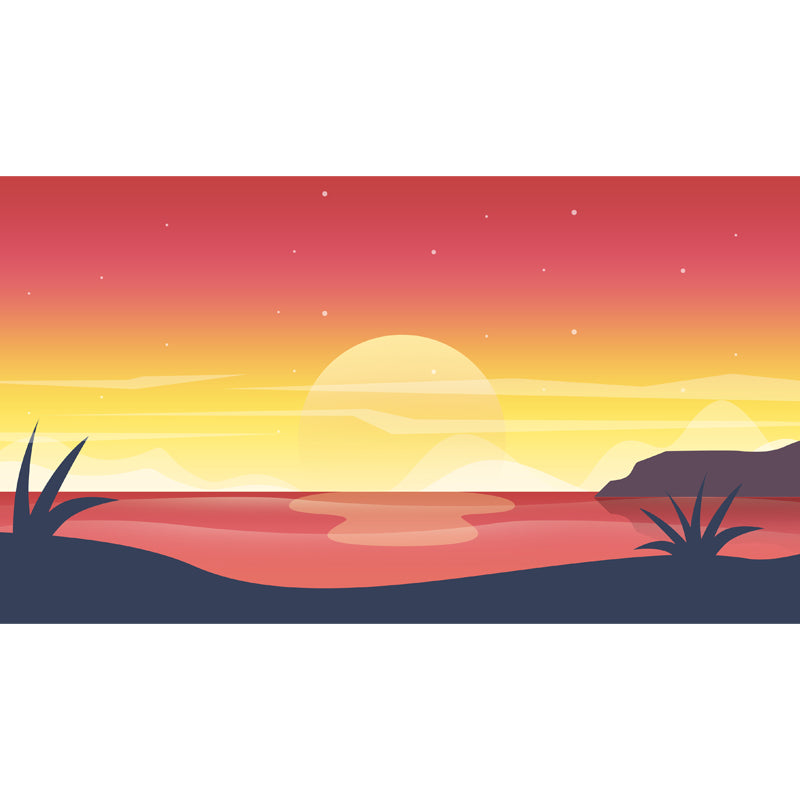 Moisture Resistant Moon Night Mural Decal Modern Non-Woven Wall Covering, Custom Made