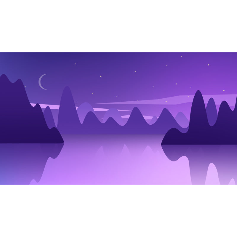 Purple Mountain Lake Reflection Mural Night Landscape Modern Washable Wall Art for Home
