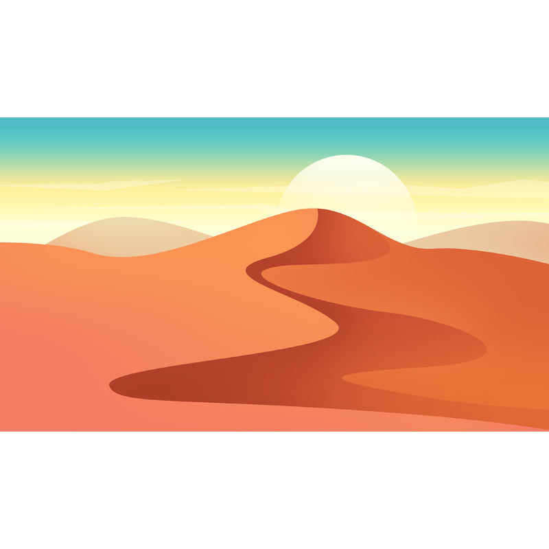Orange Desert Sunrise Mural Scenery Modern Stain Resistant Wall Art for Living Room