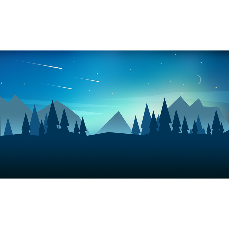 Night Meteor Pipe Forest Murals Nordic Style Non-Woven Material Wall Decor in Blue