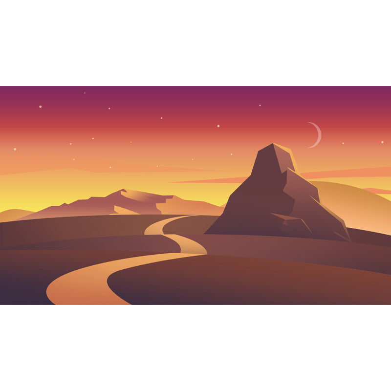 Road and Stars Image Mural Decal Yellow Modern Wall Covering for Accent Wall, Custom Made