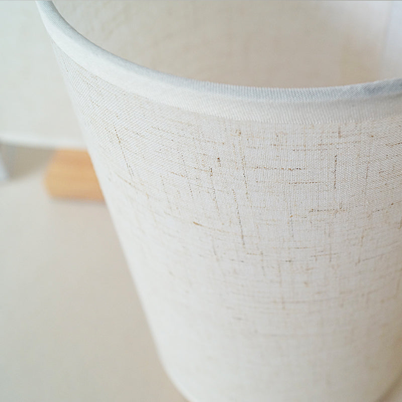 White Fabric Rectangle Standing Table Light Country Style 1 Head Bedroom Table Lamp with Wooden Base