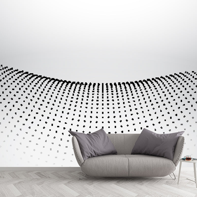Netting Wall Paper Murals in Black-White Minimalist Wall Covering for Living Room