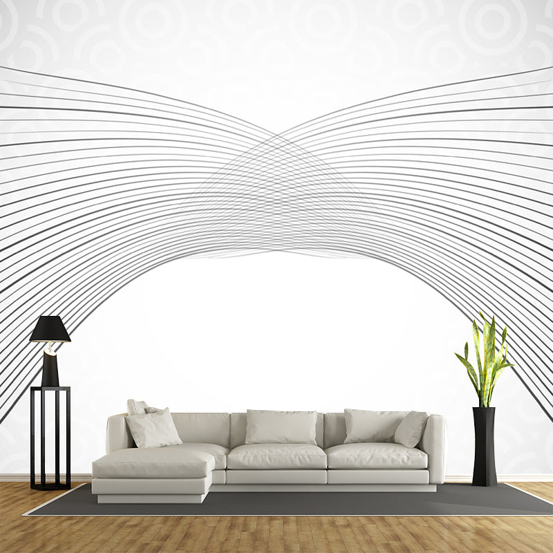 Curved Lines Wall Mural Decal Minimalism Stain-Proof Bedroom Wall Art, Made to Measure