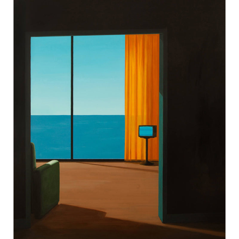 Art Sea outside Window Murals for Hotel Customized Wall Decor in Orange and Blue